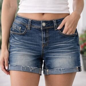 Ariya Jeans Denim Shorts Size 7/8 Distressed Cuffed Y2k Style